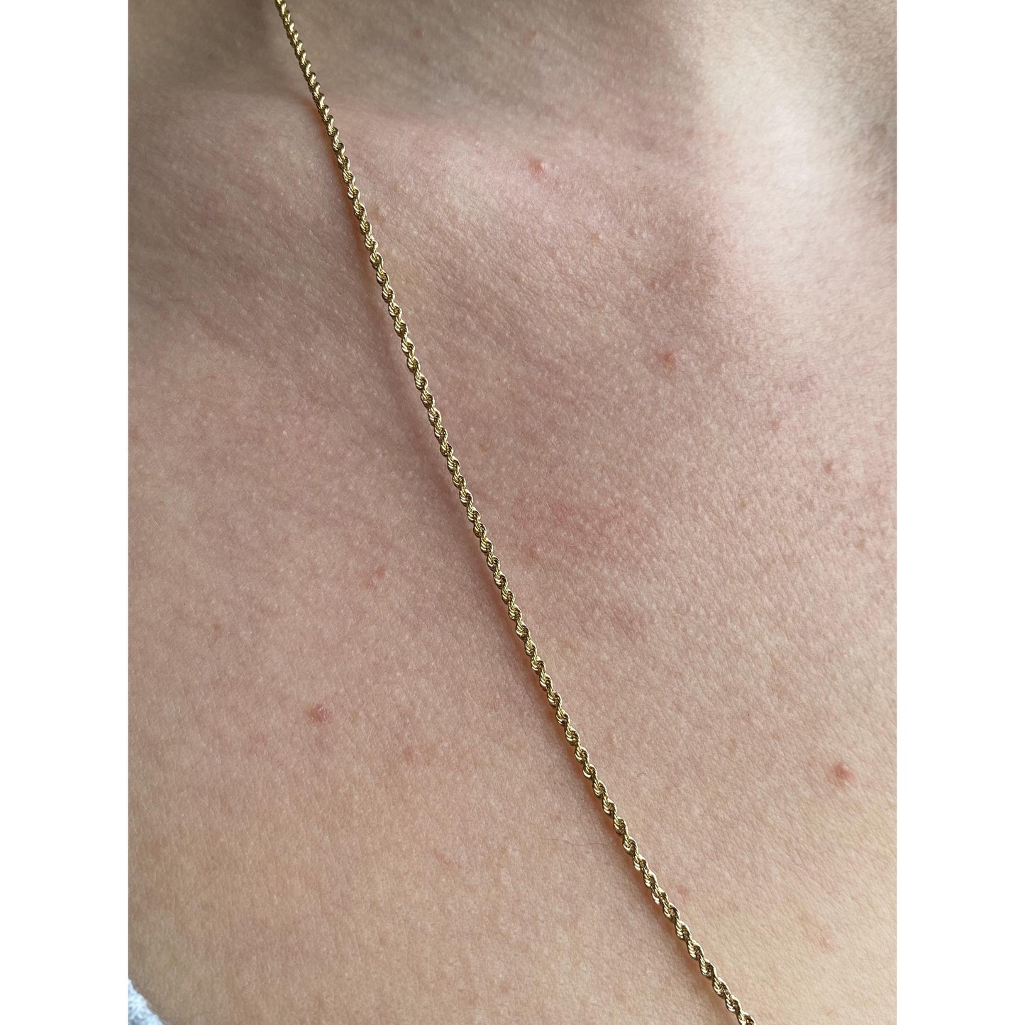 Vintage Solid 14k Yellow Gold Dainty Rope Chain Necklace - 24 inches