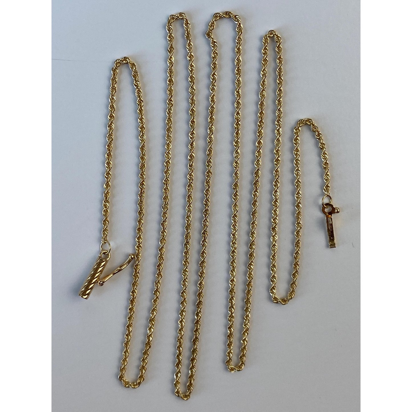 Vintage Solid 14k Yellow Gold Dainty Rope Chain Necklace - 24 inches
