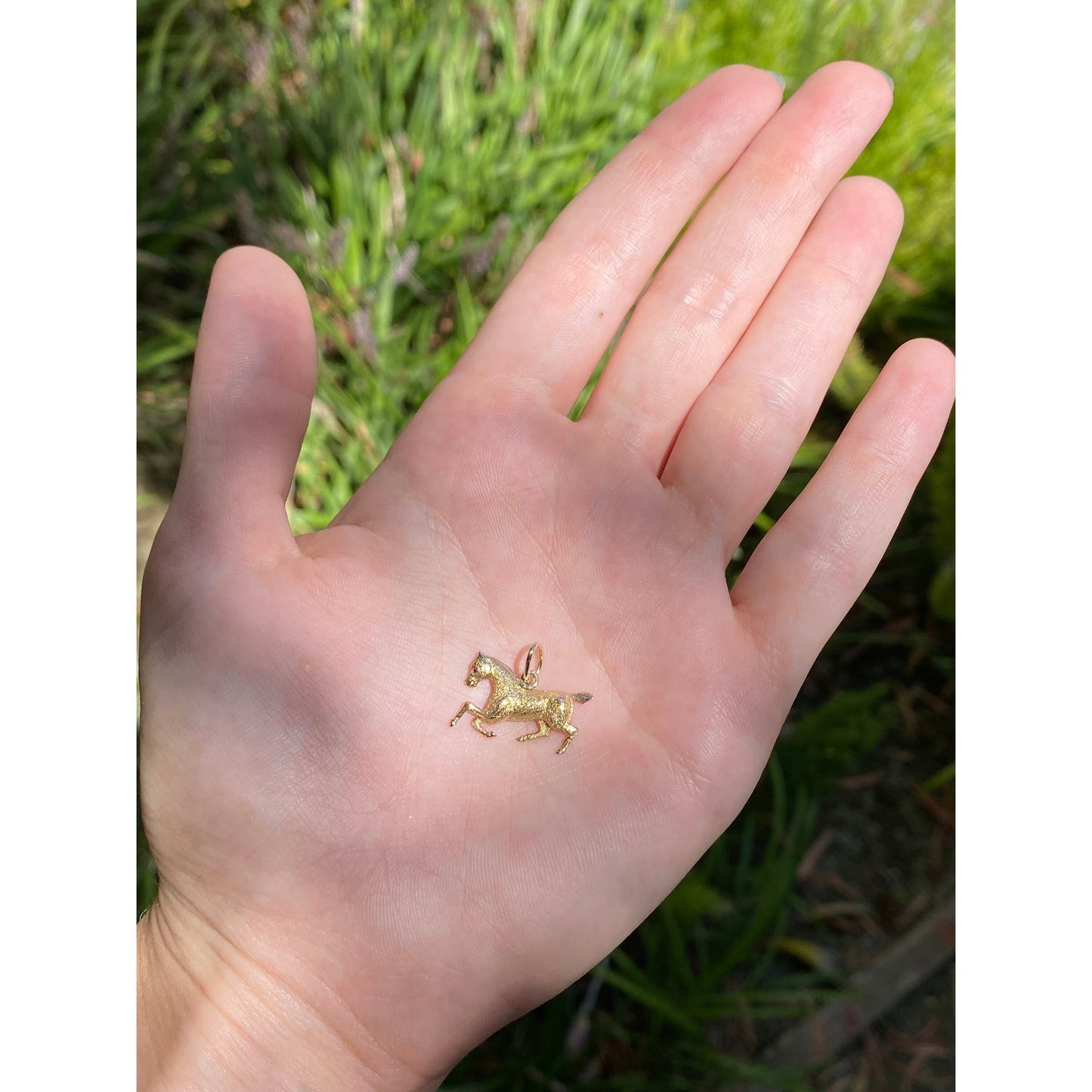 Vintage Solid 14k Yellow Gold Running Horse Charm