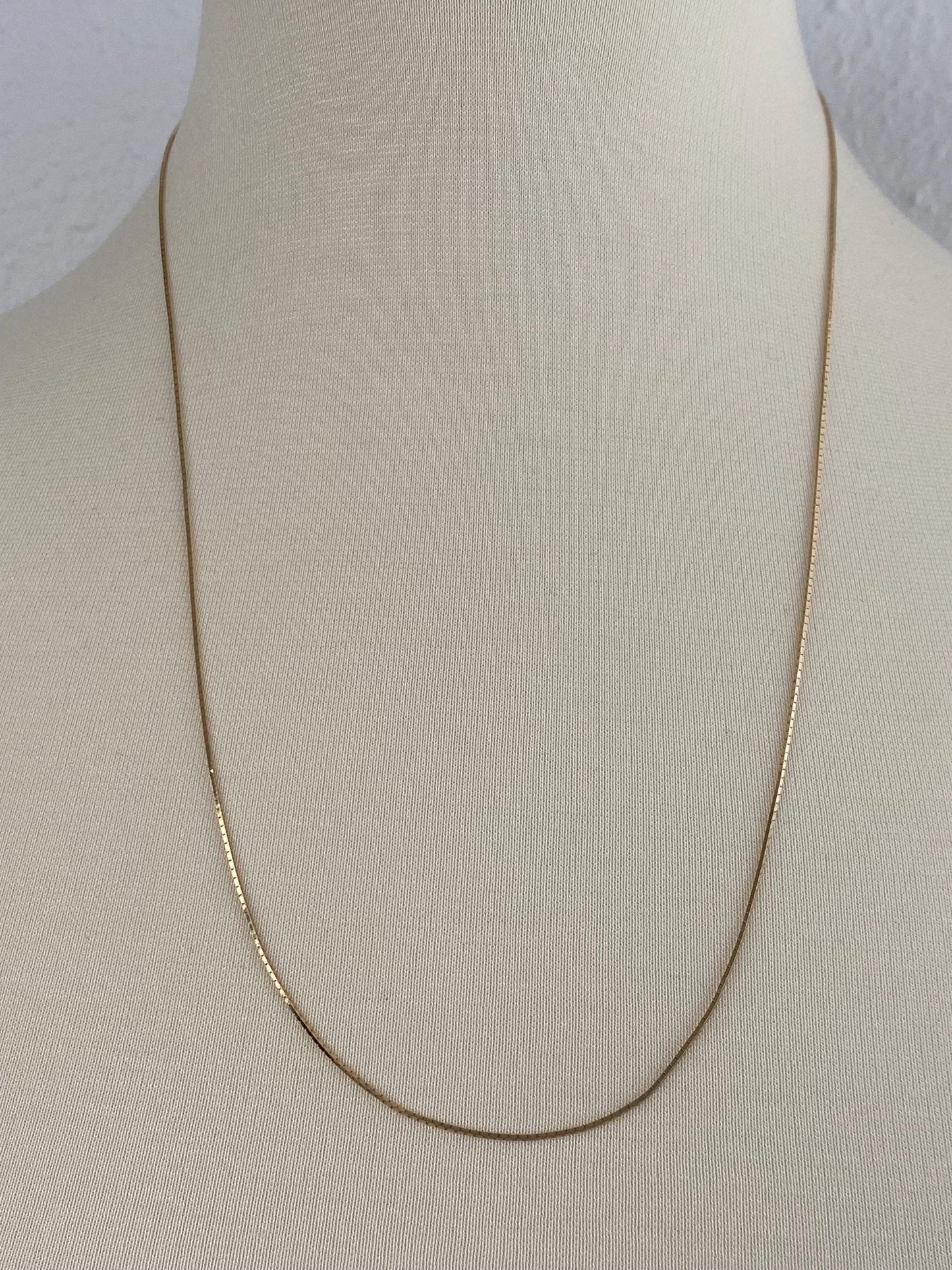 Vintage Solid 14k Yellow Gold Long Box Chain Necklace - 24.25 inches