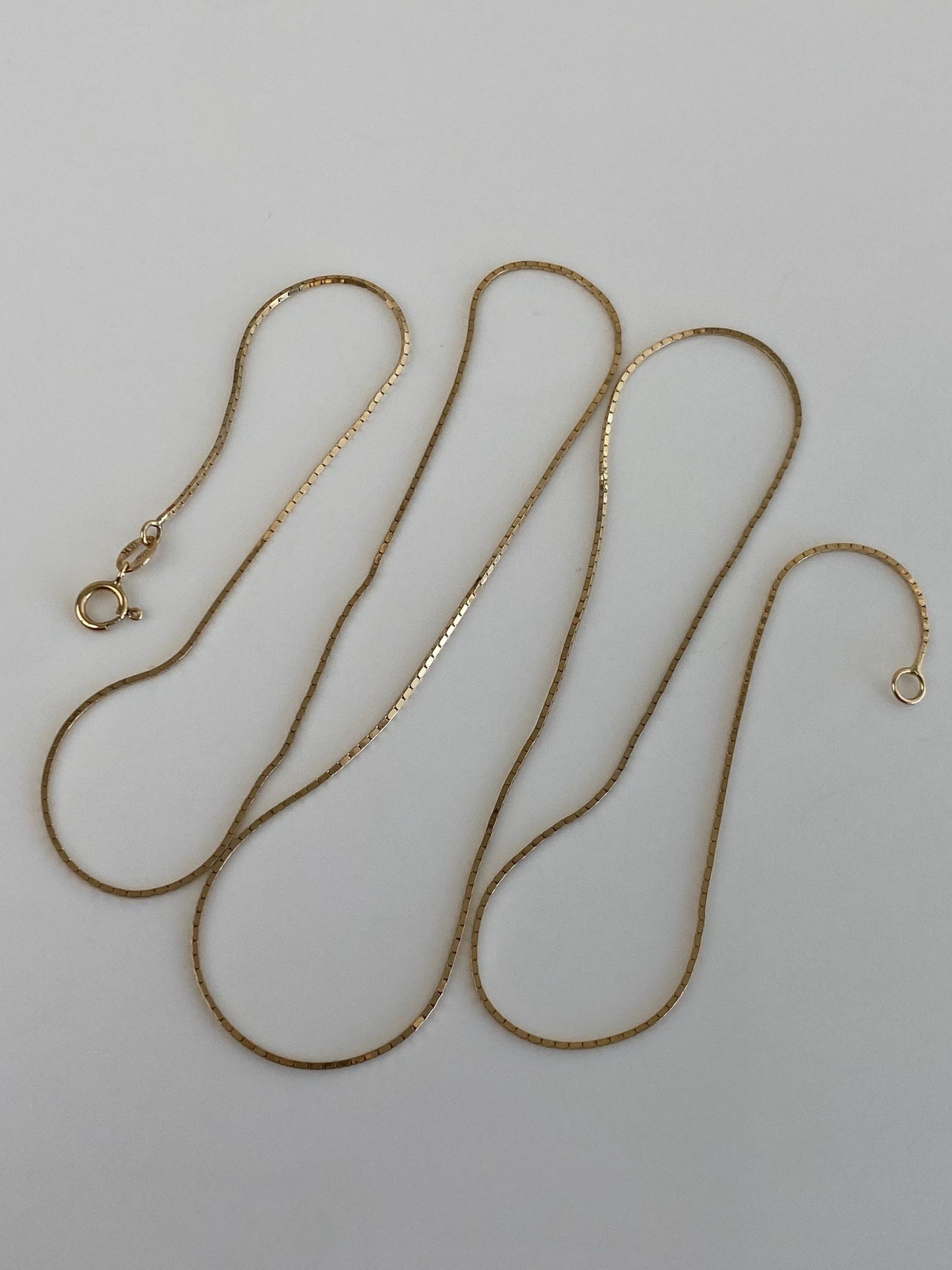 Vintage Solid 14k Yellow Gold Long Box Chain Necklace - 24.25 inches