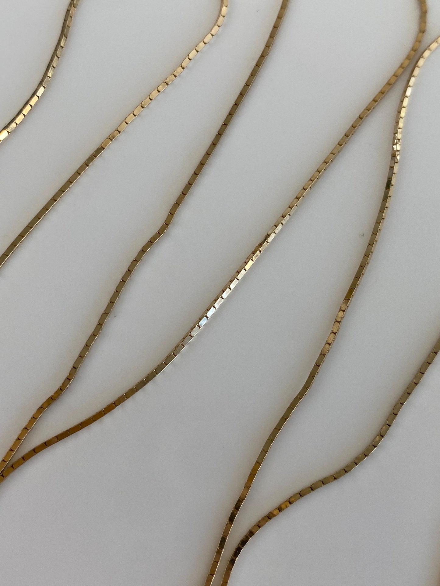 Vintage Solid 14k Yellow Gold Long Box Chain Necklace - 24.25 inches