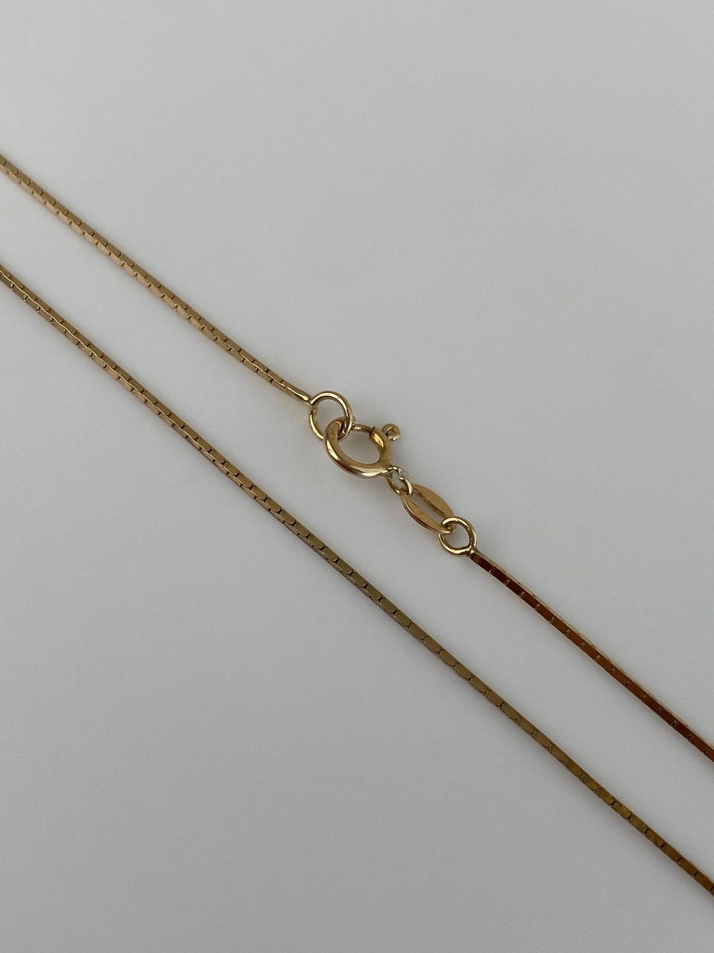Vintage Solid 14k Yellow Gold Long Box Chain Necklace - 24.25 inches