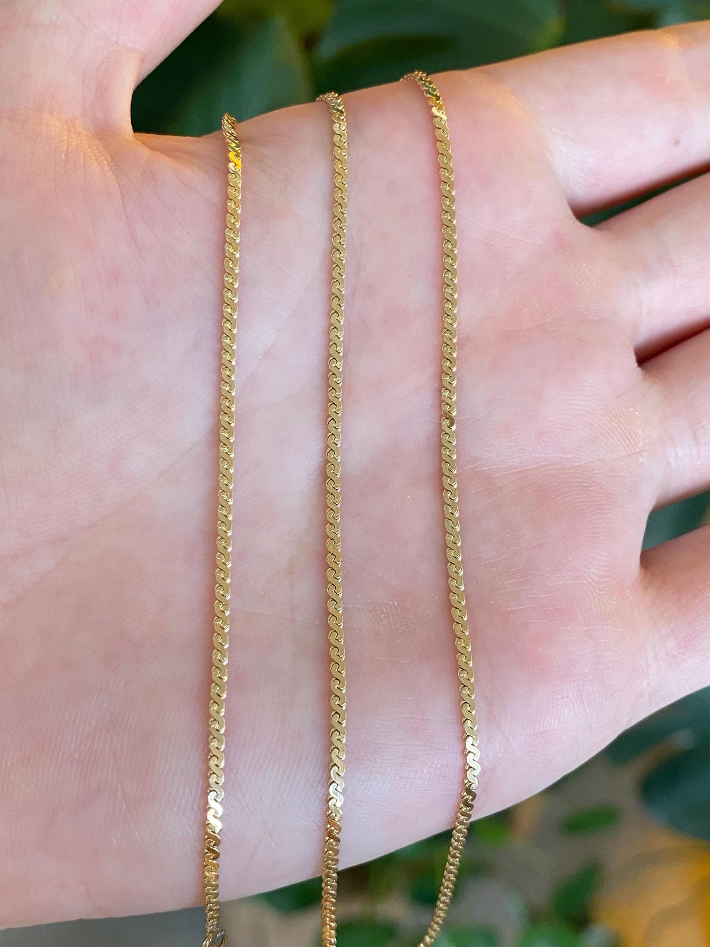 Vintage Solid 14k Yellow Gold Serpentine Chain Necklace - 18.75 inches