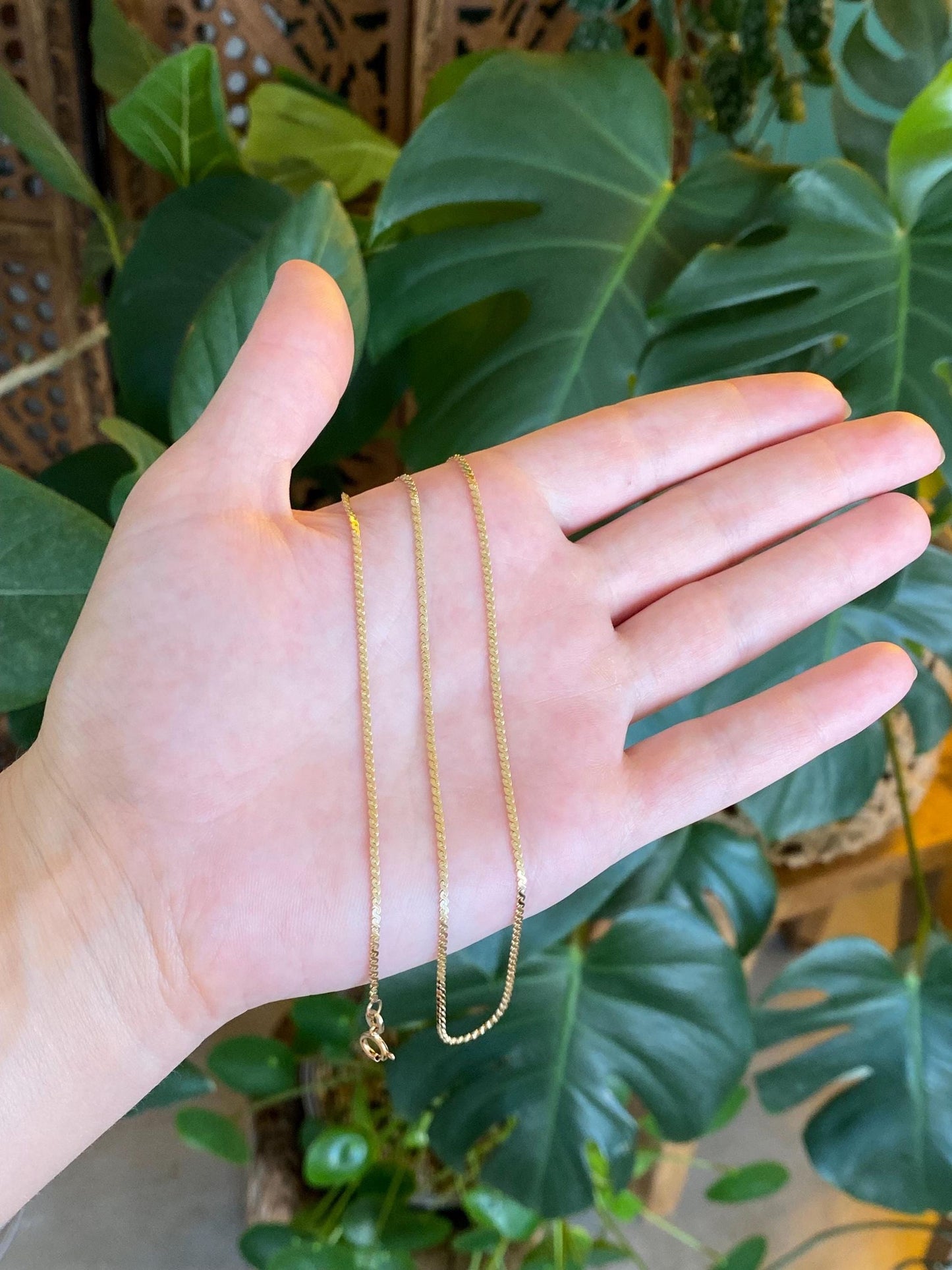 Vintage Solid 14k Yellow Gold Serpentine Chain Necklace - 18.75 inches