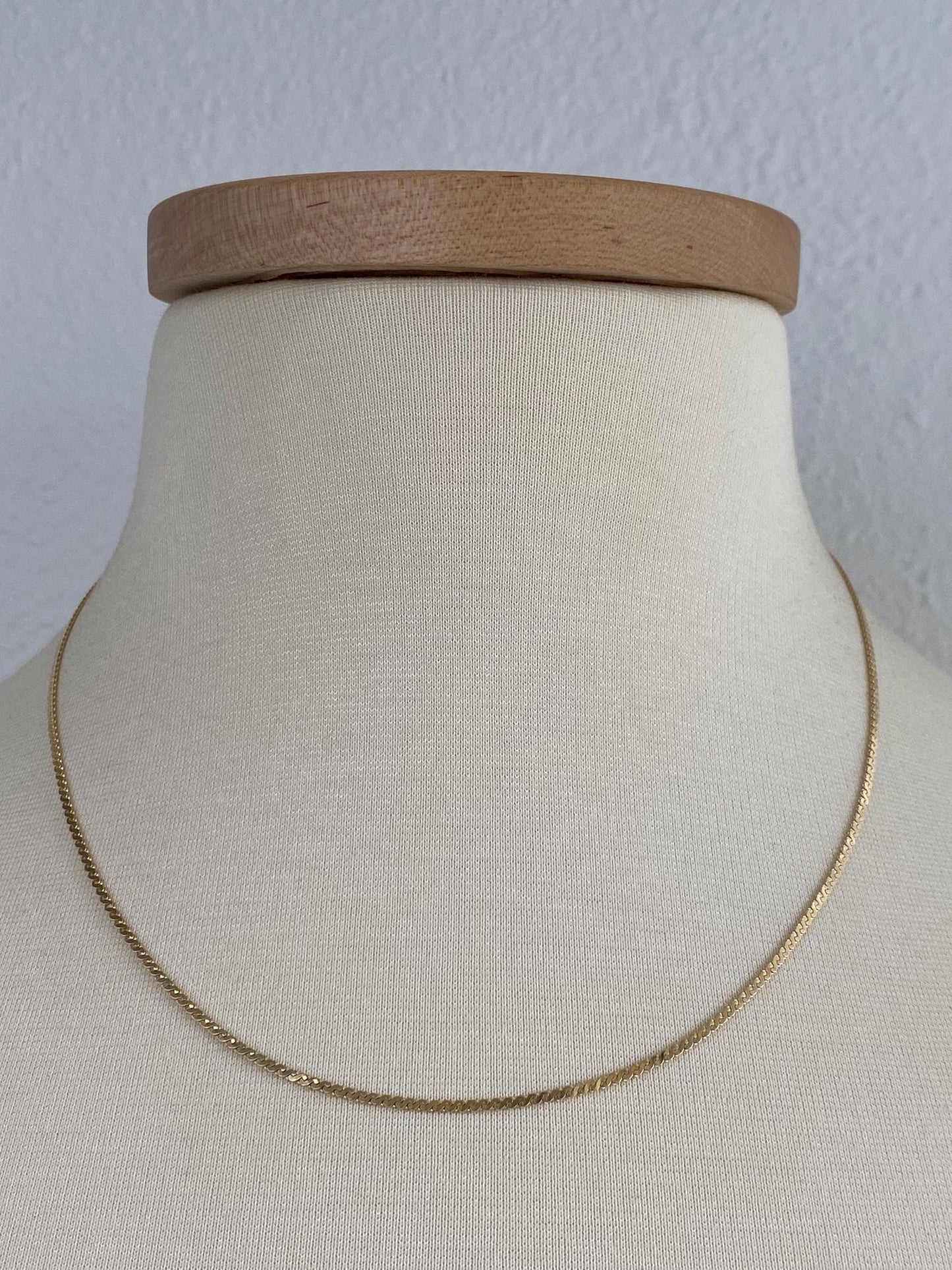 Vintage Solid 14k Yellow Gold Serpentine Chain Necklace - 18.75 inches