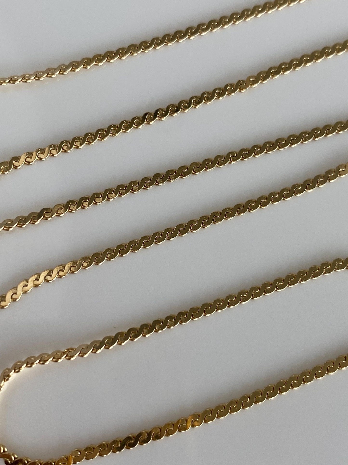 Vintage Solid 14k Yellow Gold Serpentine Chain Necklace - 18.75 inches