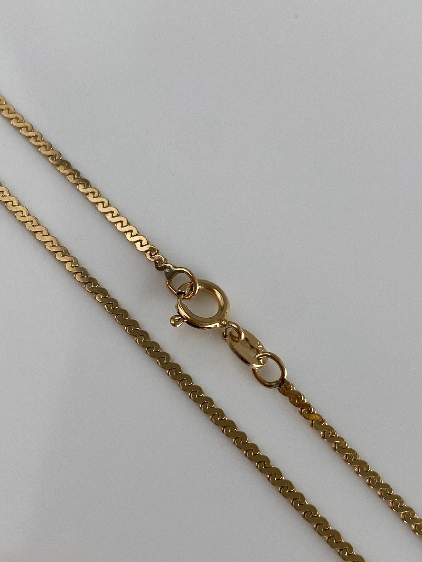 Vintage Solid 14k Yellow Gold Serpentine Chain Necklace - 18.75 inches