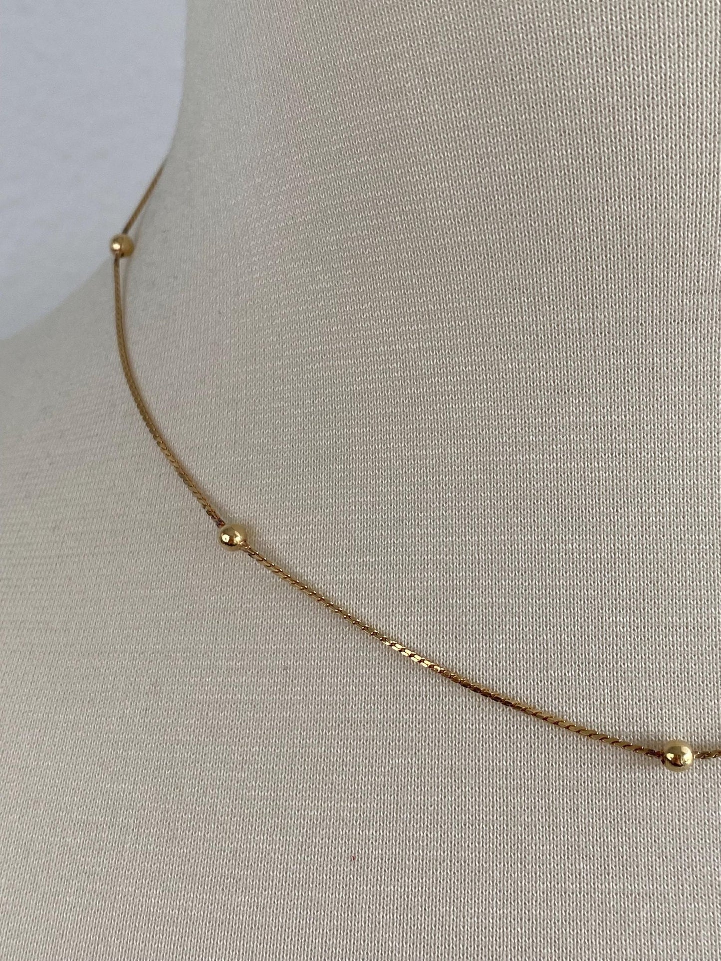 Vintage Solid 18k Yellow Gold Gold Ball Serpentine Chain Necklace - 17 inches