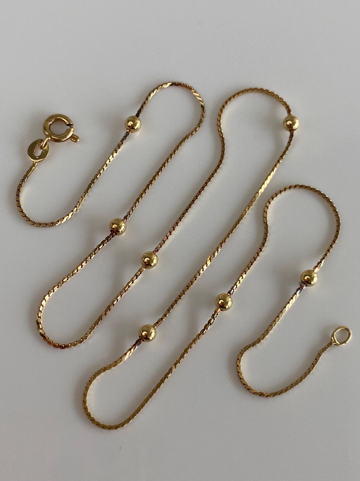 Vintage Solid 18k Yellow Gold Gold Ball Serpentine Chain Necklace - 17 inches