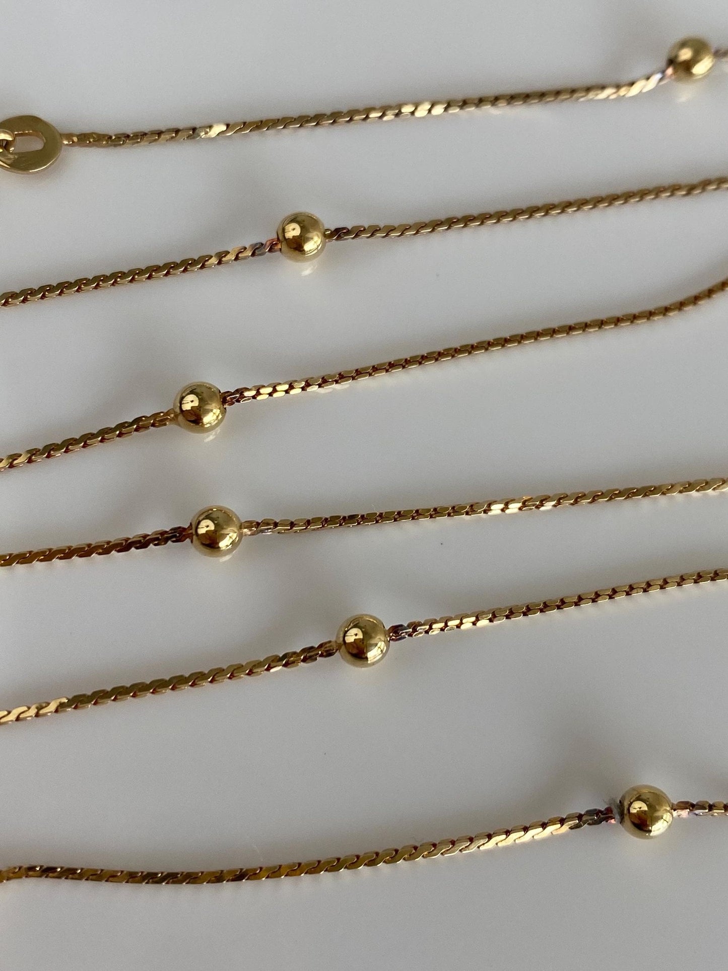 Vintage Solid 18k Yellow Gold Gold Ball Serpentine Chain Necklace - 17 inches
