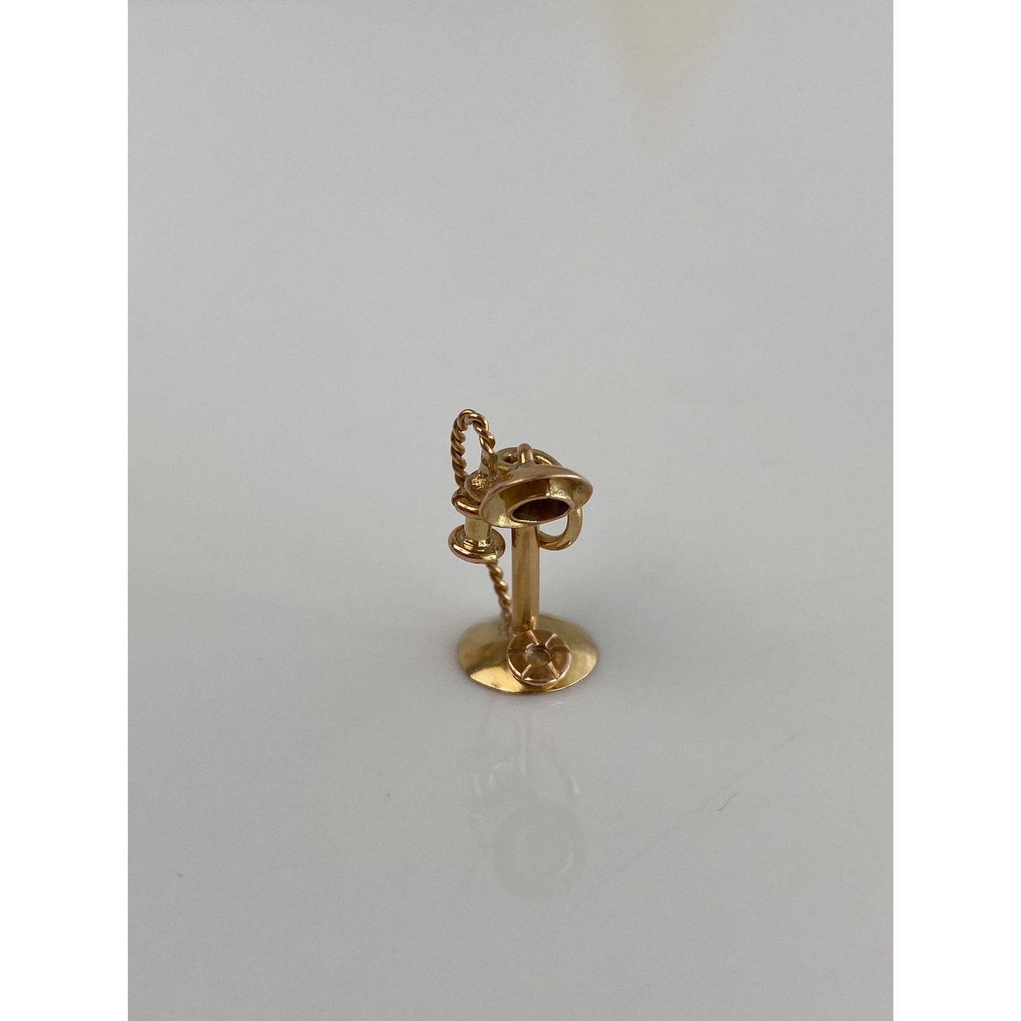 Vintage Solid 18k Yellow Gold Old Timey Phone Charm