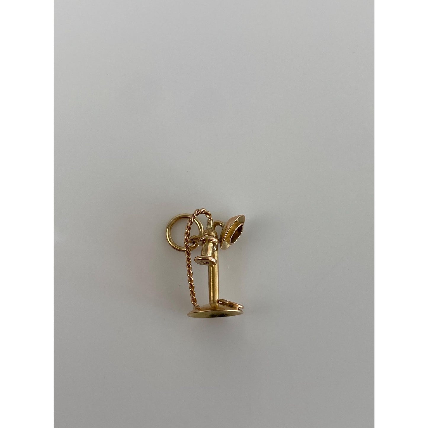 Vintage Solid 18k Yellow Gold Old Timey Phone Charm