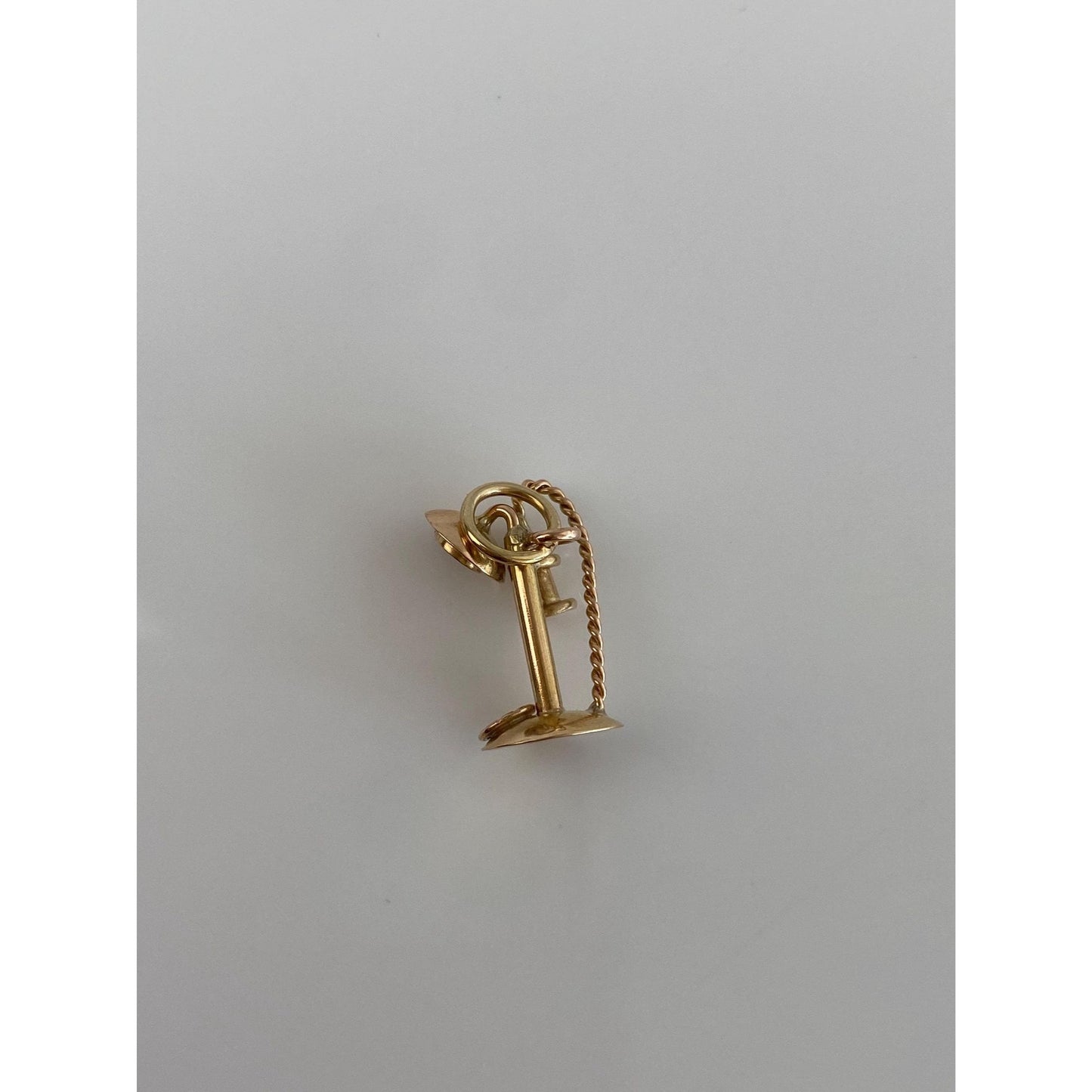 Vintage Solid 18k Yellow Gold Old Timey Phone Charm