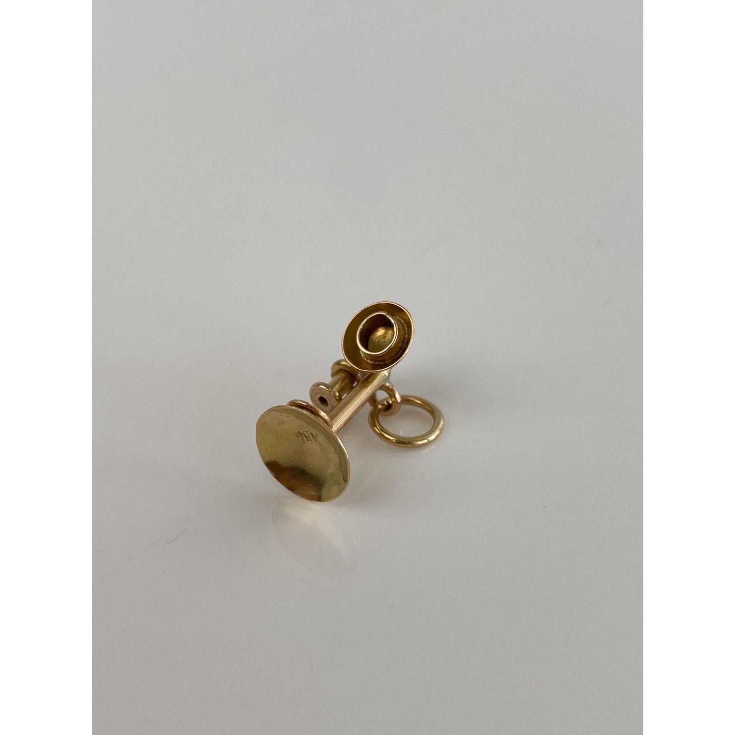 Vintage Solid 18k Yellow Gold Old Timey Phone Charm
