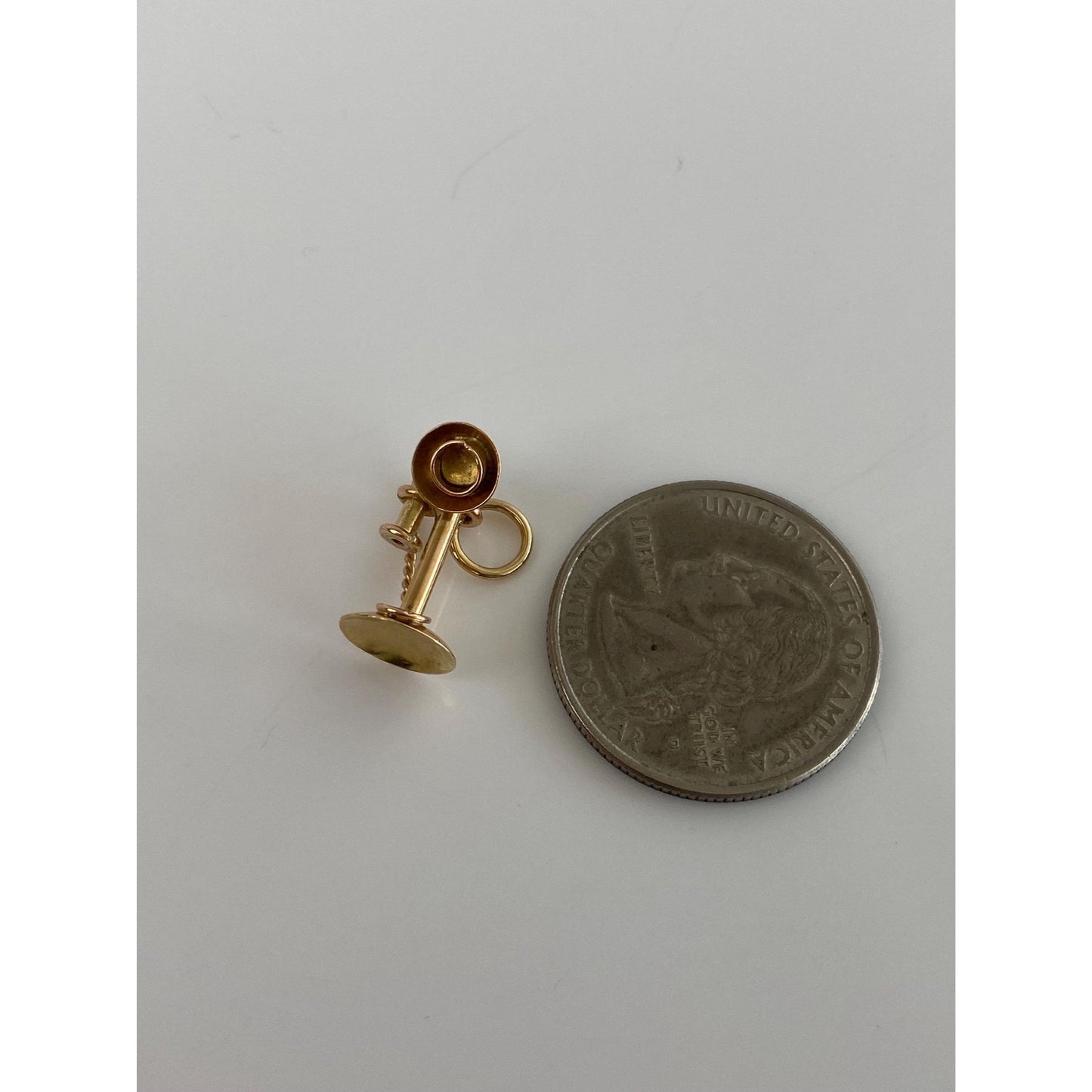 Vintage Solid 18k Yellow Gold Old Timey Phone Charm