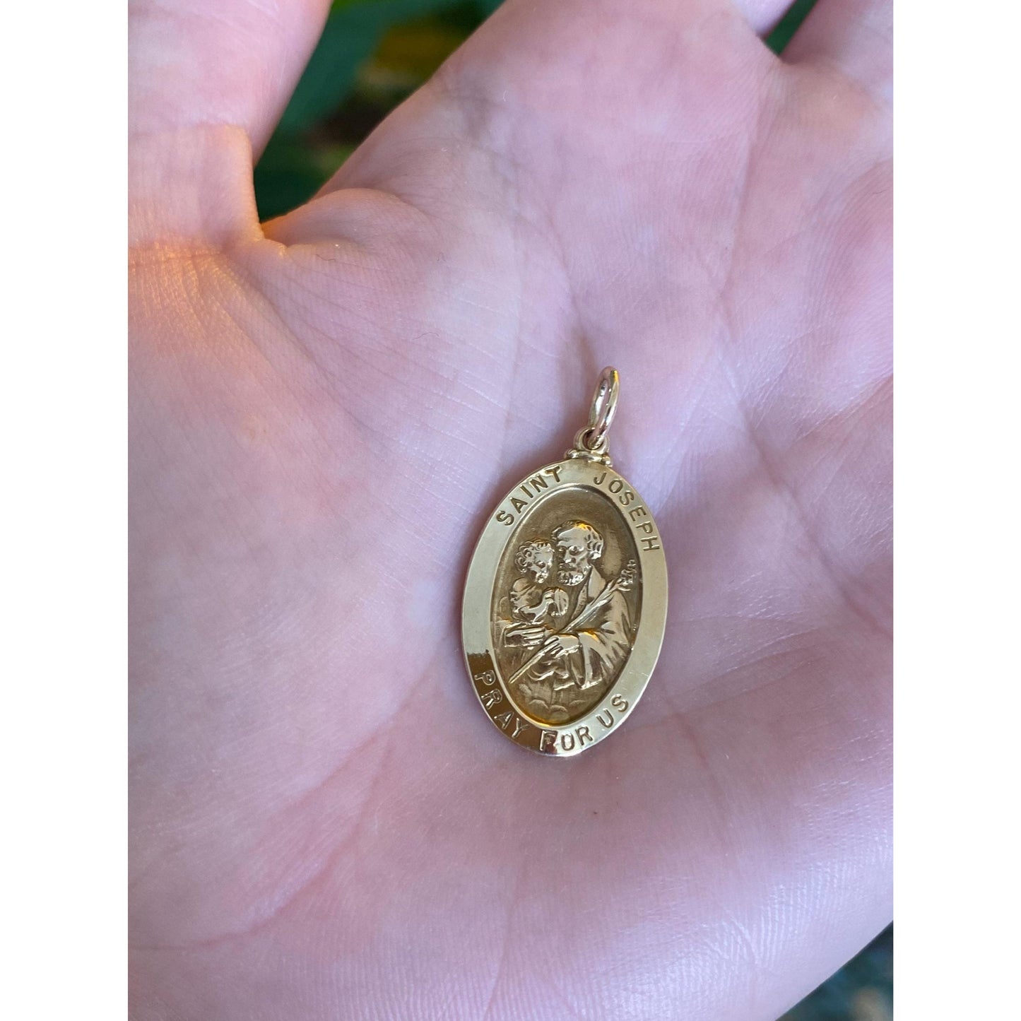 Vintage Solid 14k Yellow Gold St. Joseph 'Pray For Us' Charm