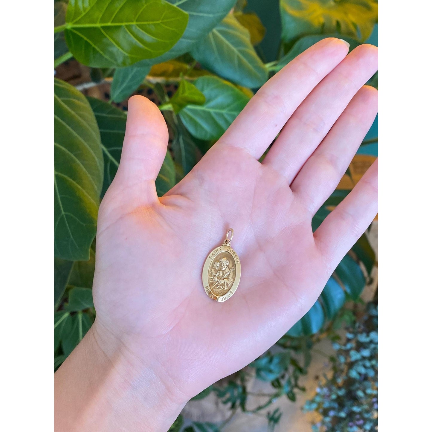 Vintage Solid 14k Yellow Gold St. Joseph 'Pray For Us' Charm