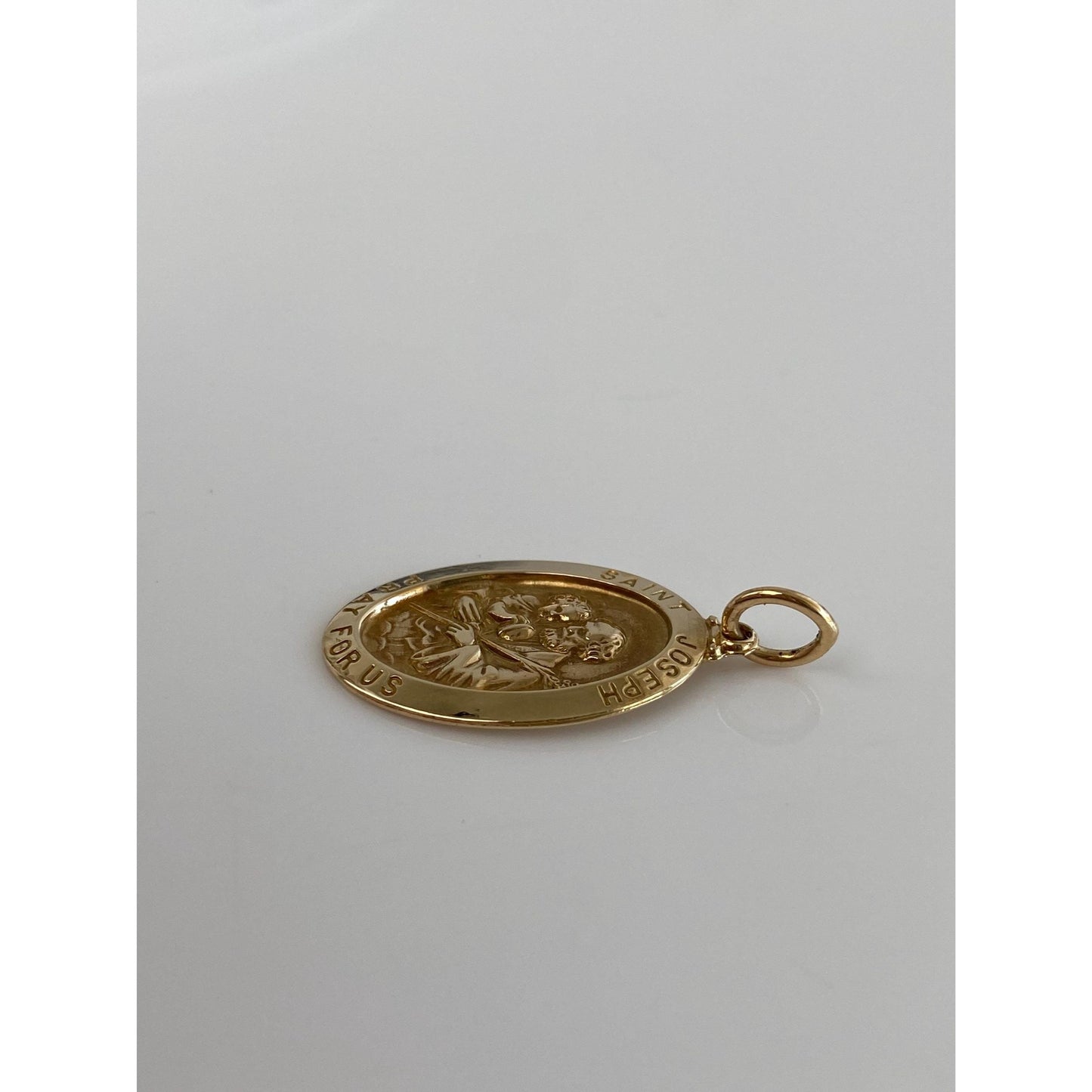 Vintage Solid 14k Yellow Gold St. Joseph 'Pray For Us' Charm