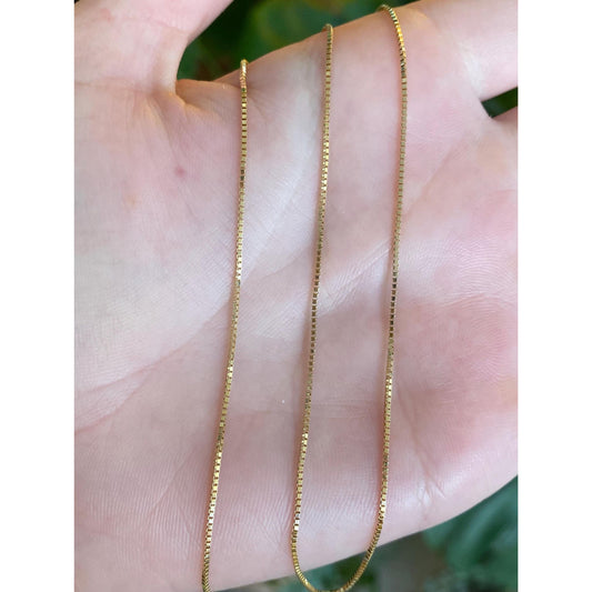 Vintage Solid 14k Yellow Gold Box Chain Necklace - 16.5 inches