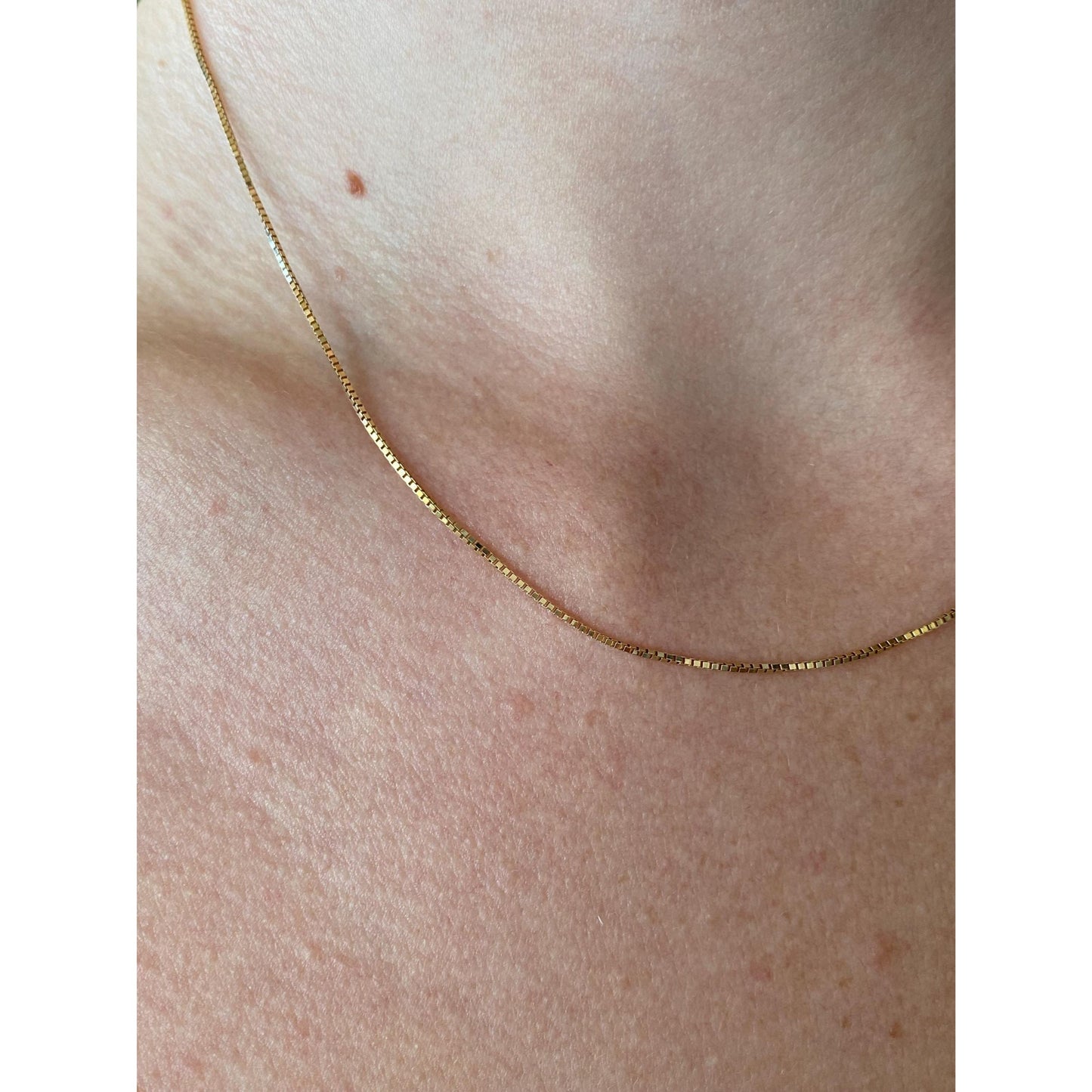 Vintage Solid 14k Yellow Gold Box Chain Necklace - 16.5 inches