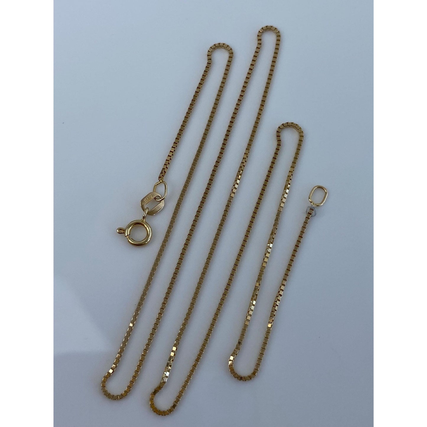 Vintage Solid 14k Yellow Gold Box Chain Necklace - 16.5 inches