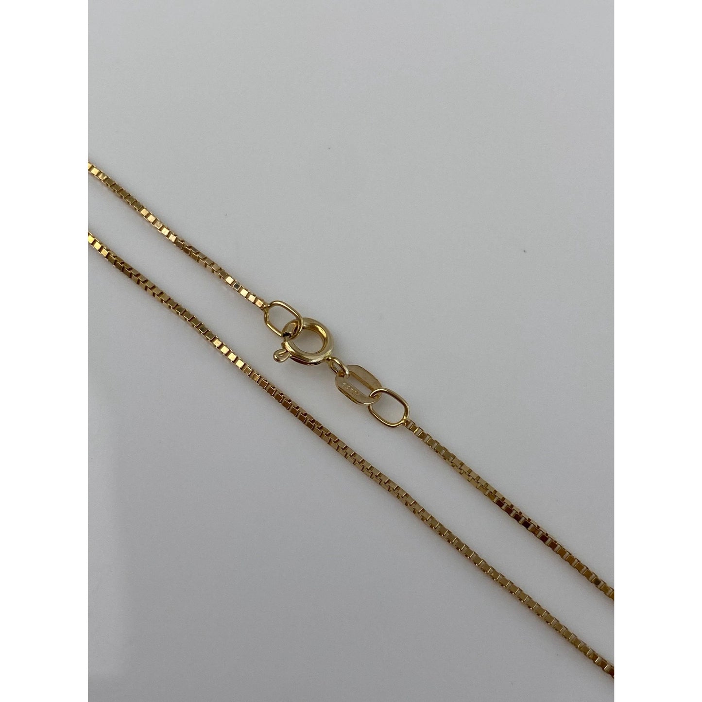 Vintage Solid 14k Yellow Gold Box Chain Necklace - 16.5 inches