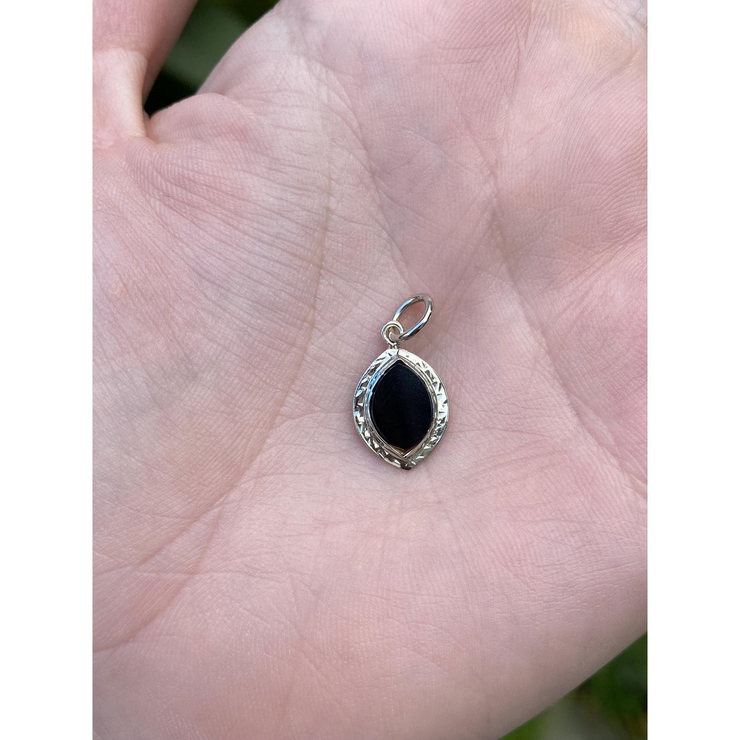 Vintage Solid 14k White Gold Black Onyx Stick Pin Conversion Charm