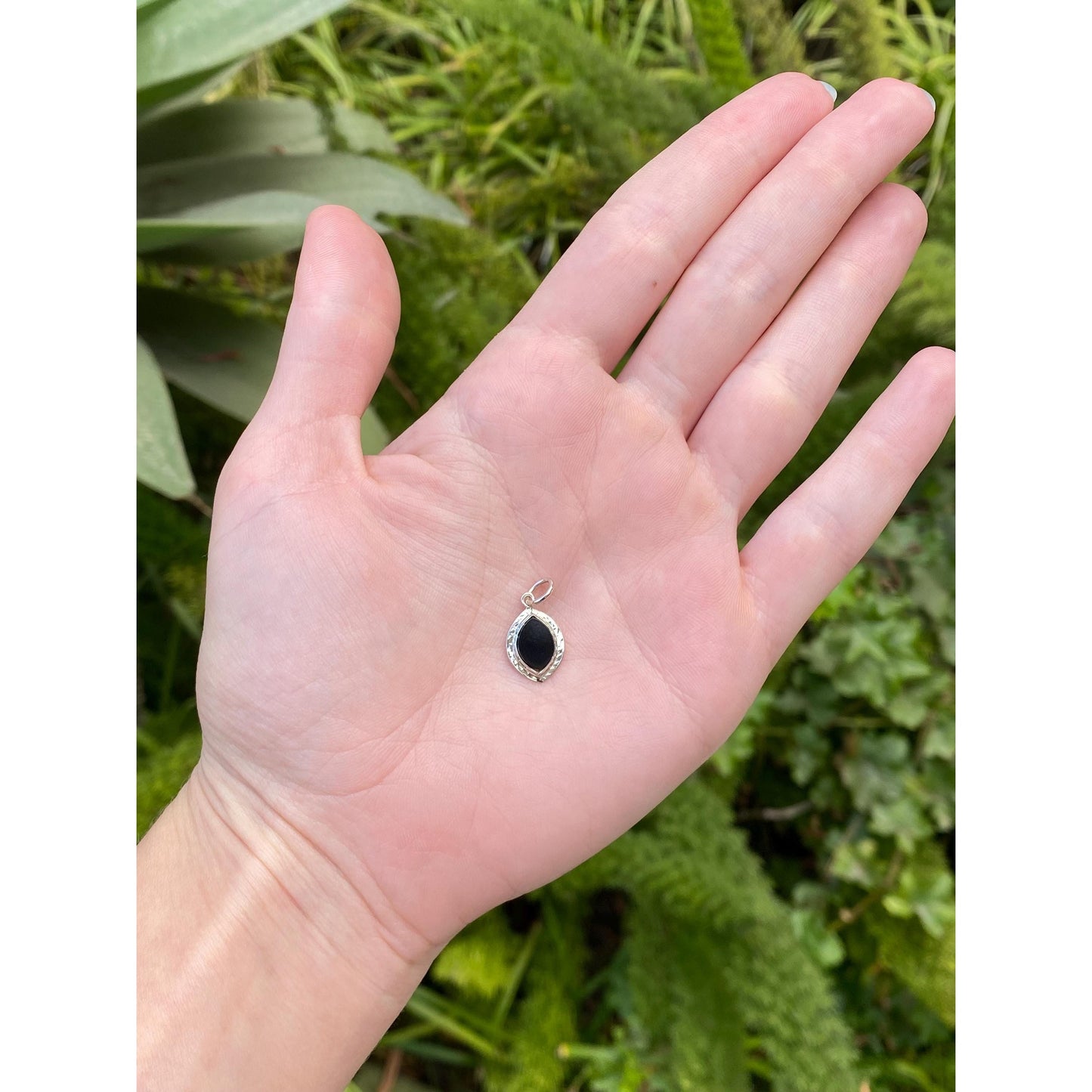 Vintage Solid 14k White Gold Black Onyx Stick Pin Conversion Charm