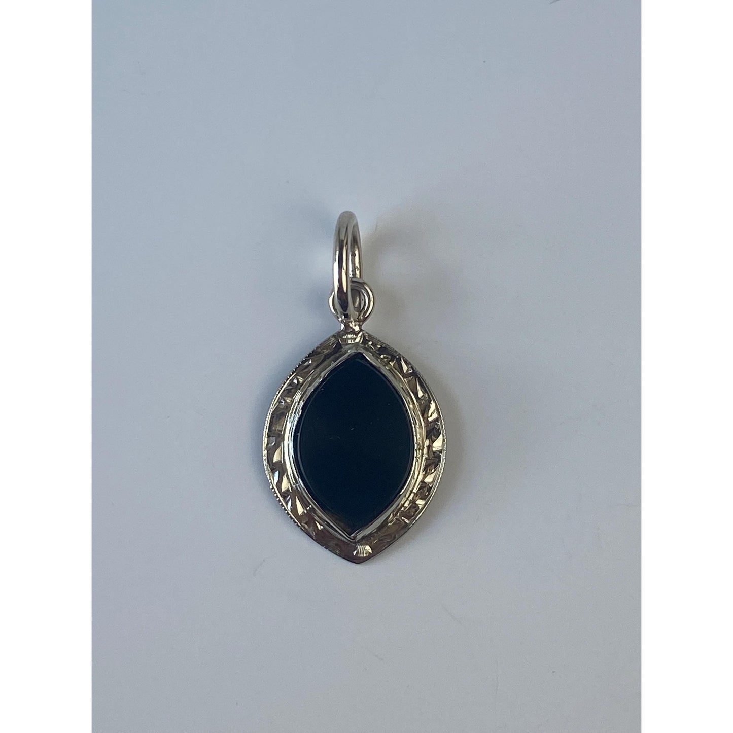 Vintage Solid 14k White Gold Black Onyx Stick Pin Conversion Charm