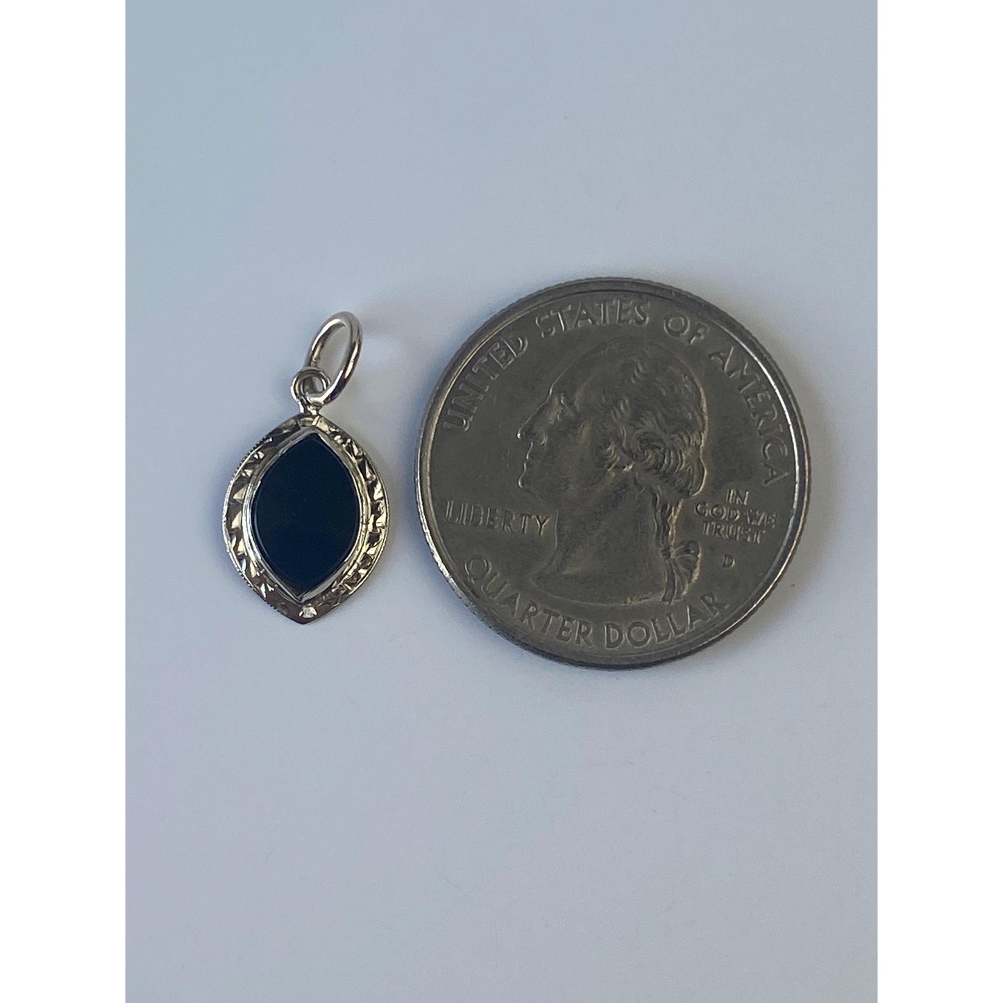 Vintage Solid 14k White Gold Black Onyx Stick Pin Conversion Charm