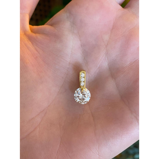 Vintage Solid 14k Yellow Gold Cubic Zirconia Charm