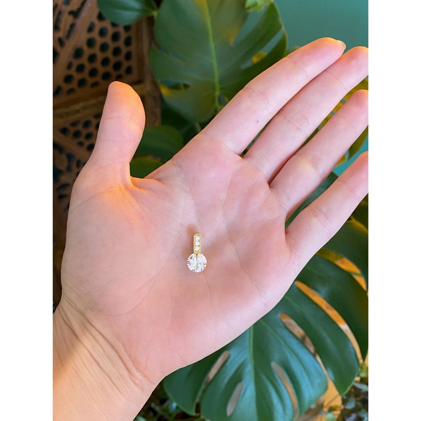 Vintage Solid 14k Yellow Gold Cubic Zirconia Charm