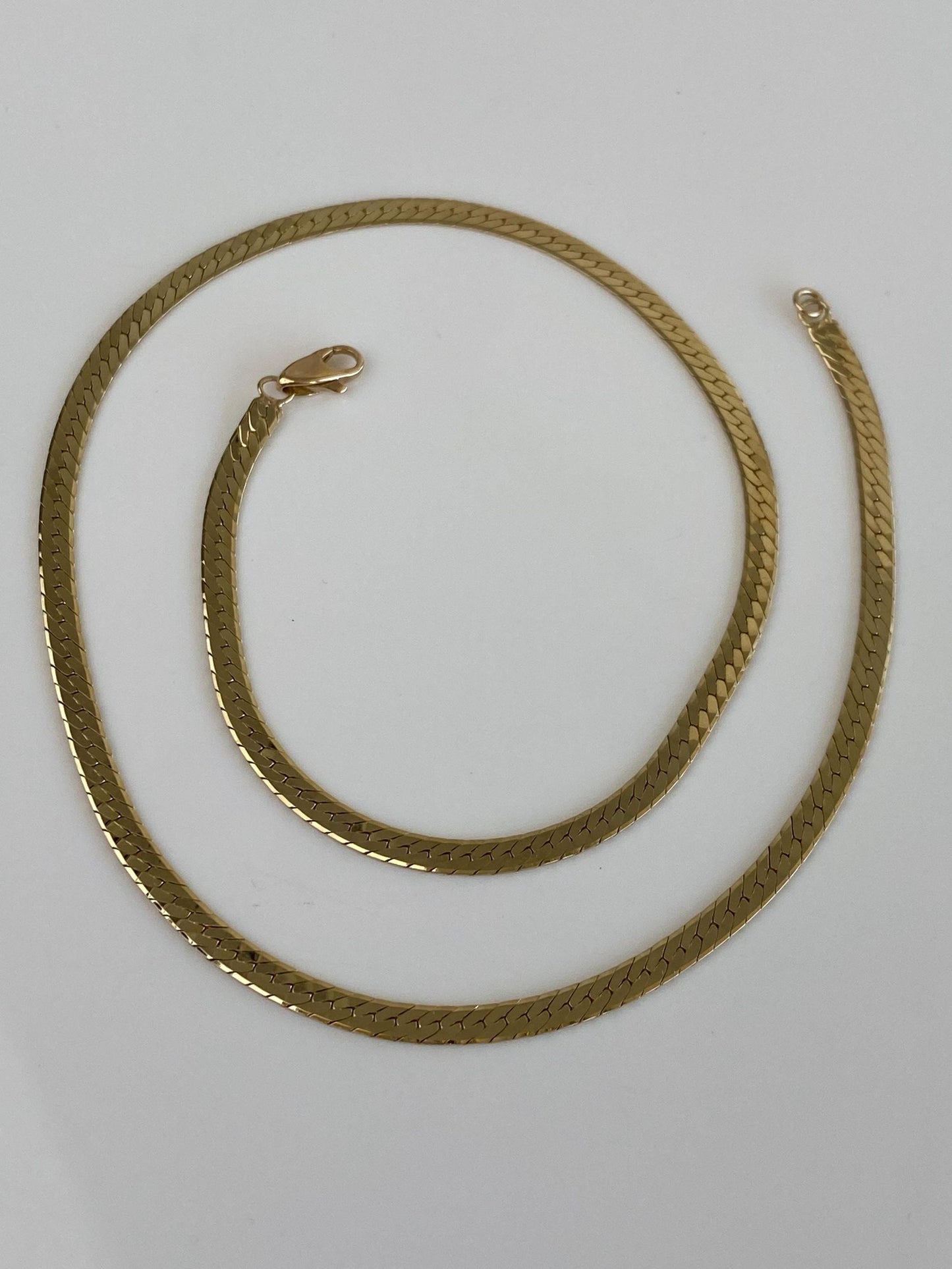 Vintage Solid 14k Yellow Gold Chunky Herringbone Chain Necklace - 17.75 inches
