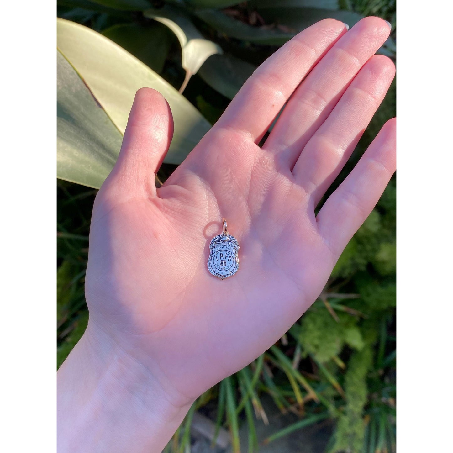 Vintage Solid 14k Yellow Gold LAFD Los Angeles Fire Dept. Badge Charm