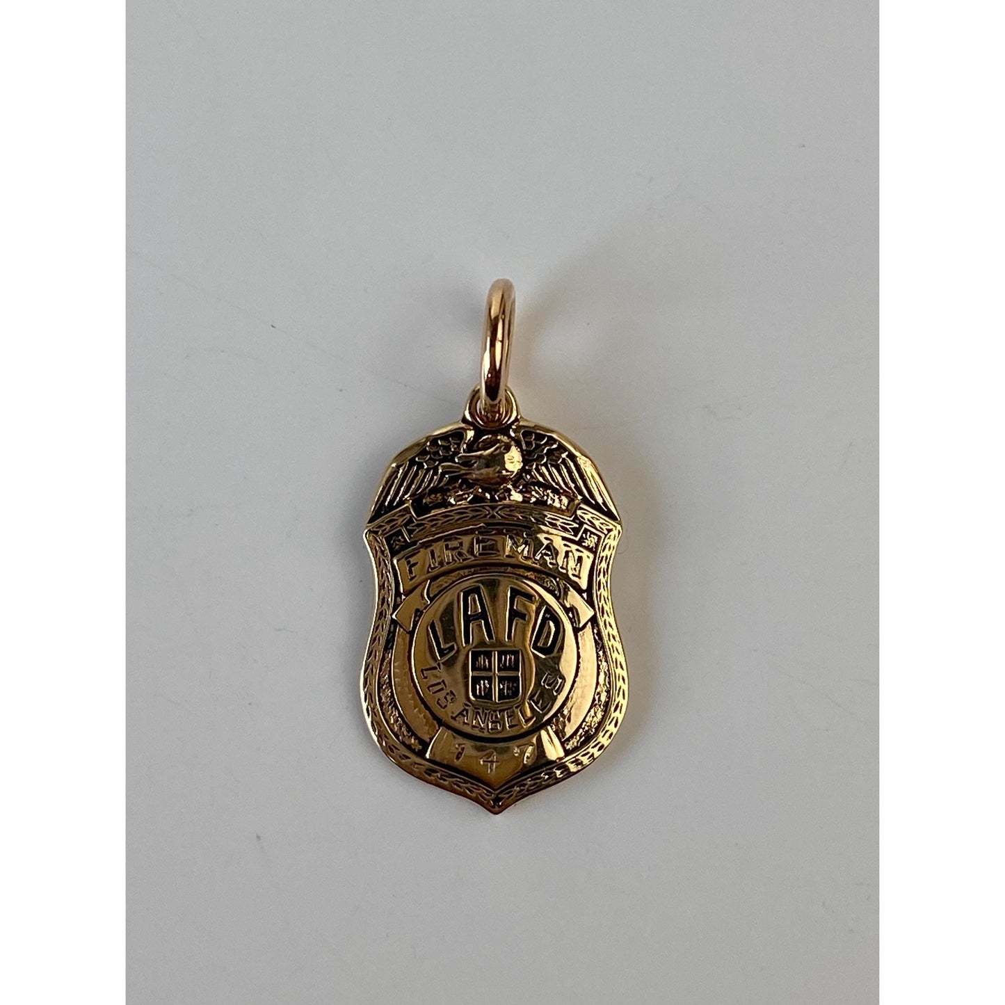 Vintage Solid 14k Yellow Gold LAFD Los Angeles Fire Dept. Badge Charm