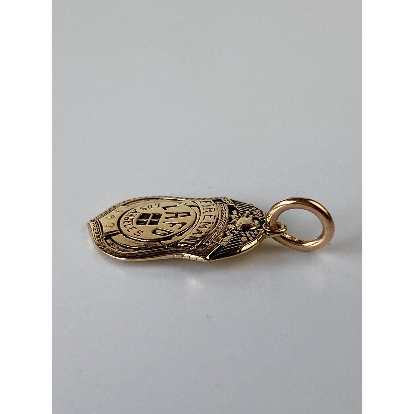 Vintage Solid 14k Yellow Gold LAFD Los Angeles Fire Dept. Badge Charm