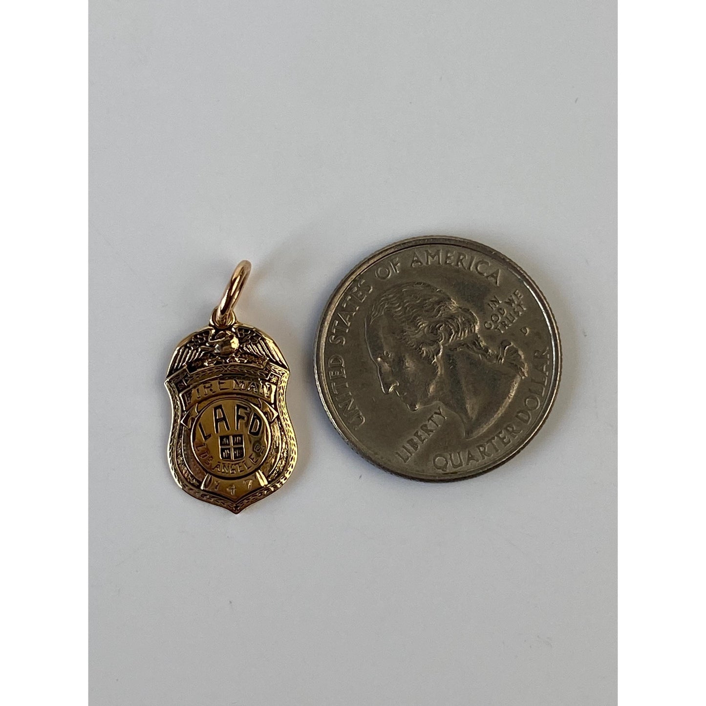 Vintage Solid 14k Yellow Gold LAFD Los Angeles Fire Dept. Badge Charm