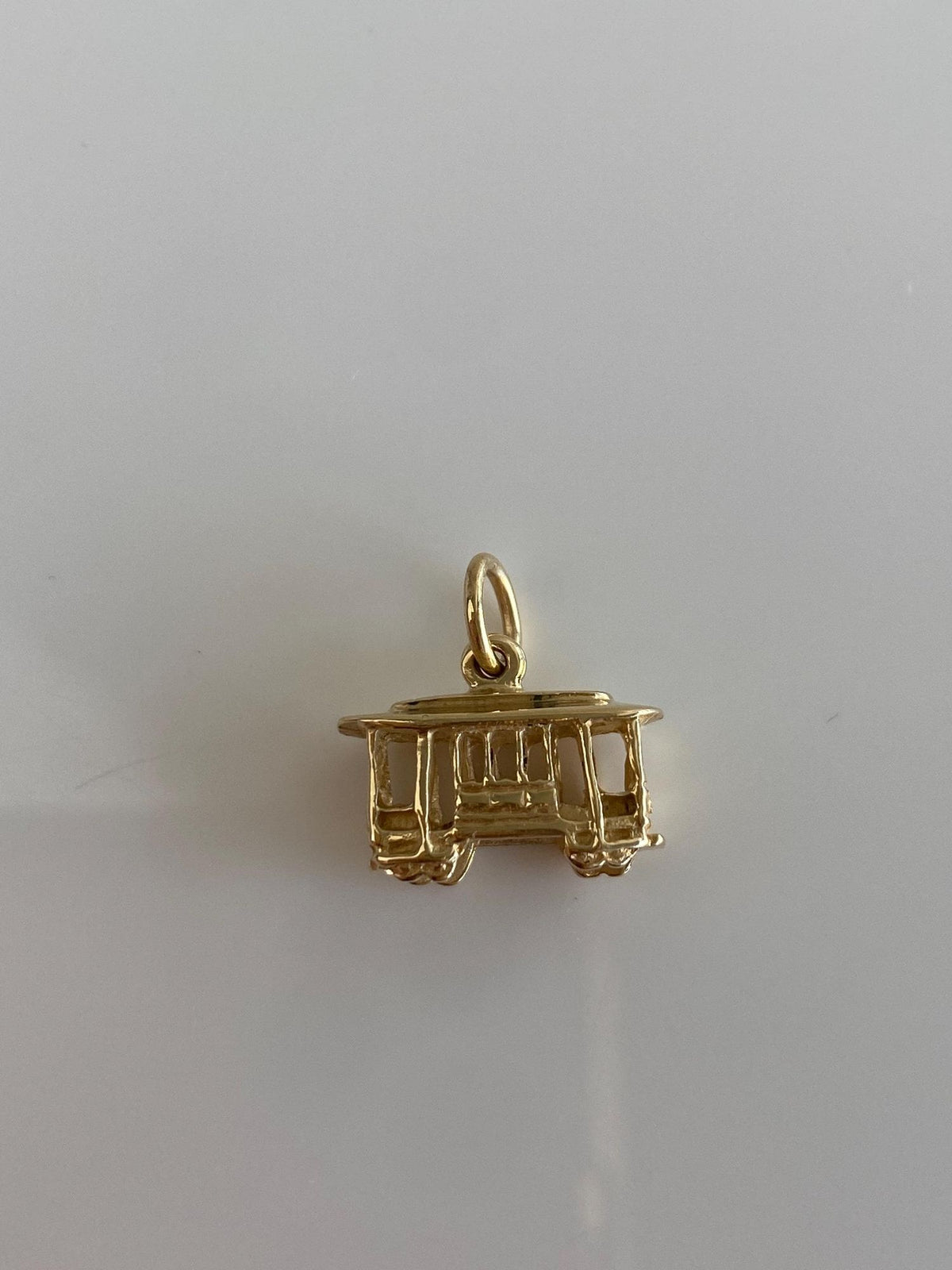 Vintage Solid 10k Yellow Gold Trolley Cable Car Charm