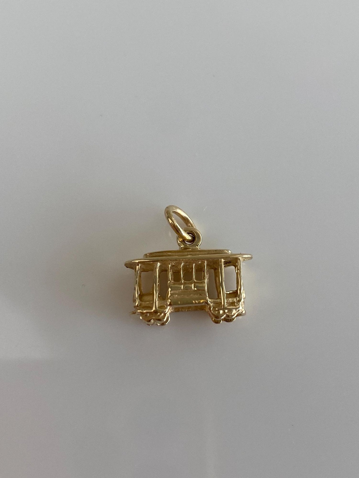 Vintage Solid 10k Yellow Gold Trolley Cable Car Charm