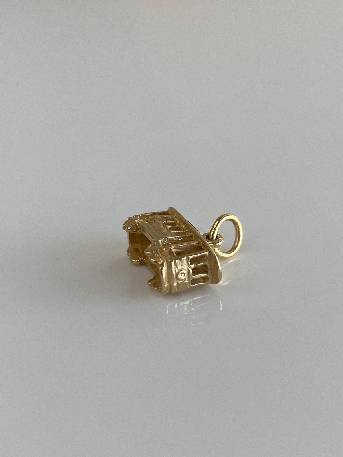 Vintage Solid 10k Yellow Gold Trolley Cable Car Charm