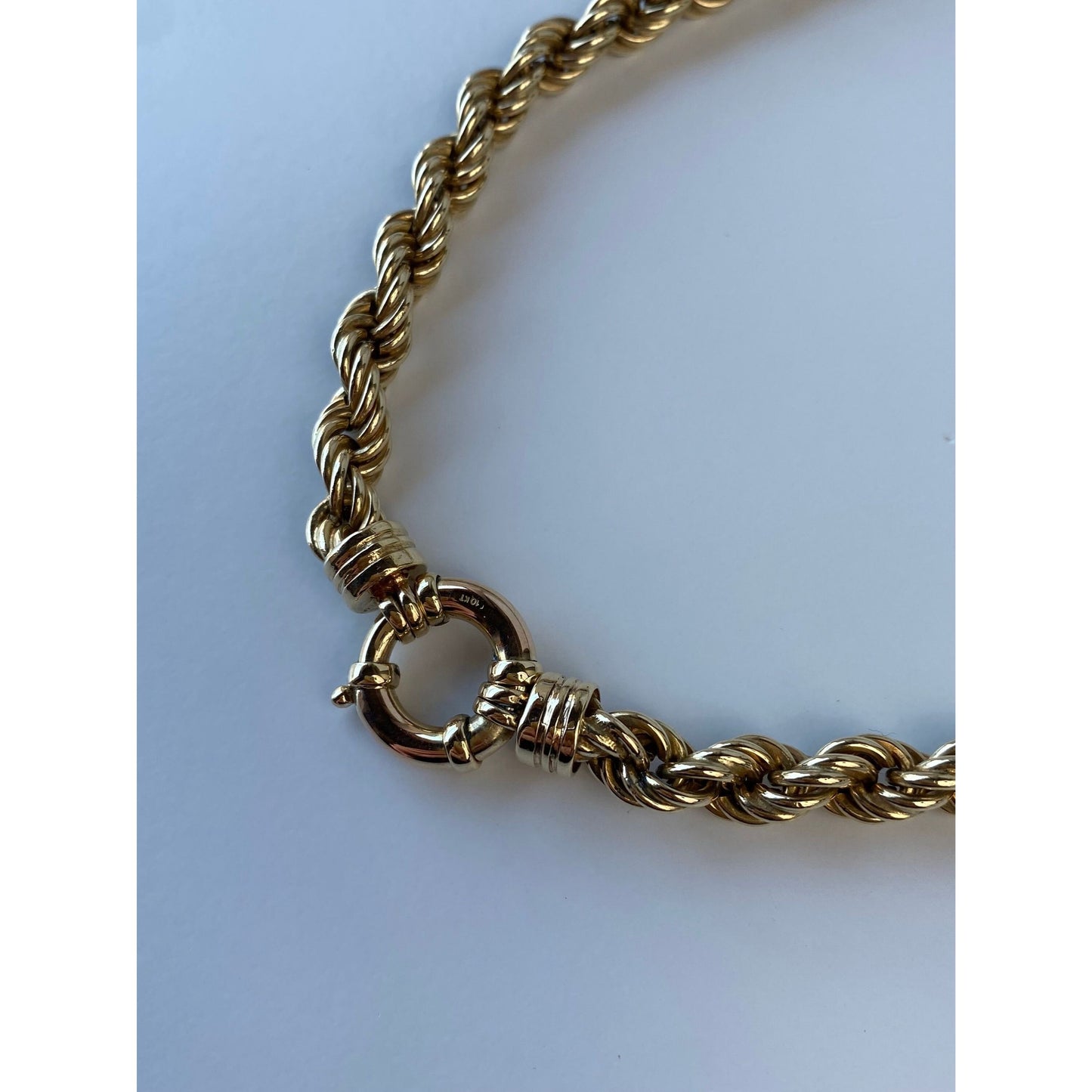 Vintage Solid 10k Yellow Gold Chunky Graduated Rope Chain Necklace - 18 inches