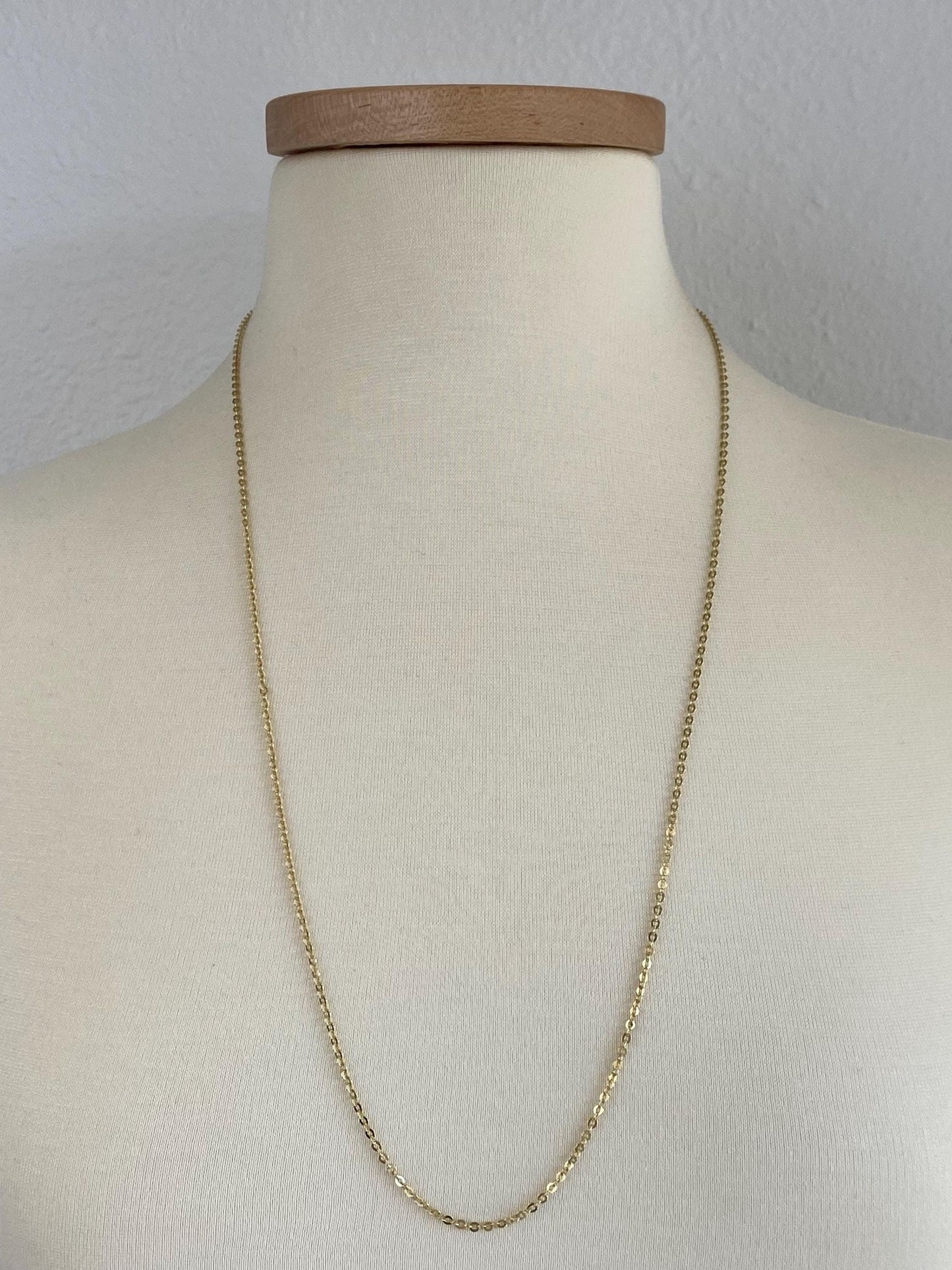 Vintage Solid 14k Yellow Gold Unoaerre Long Cable Chain Necklace - 28.75 inches