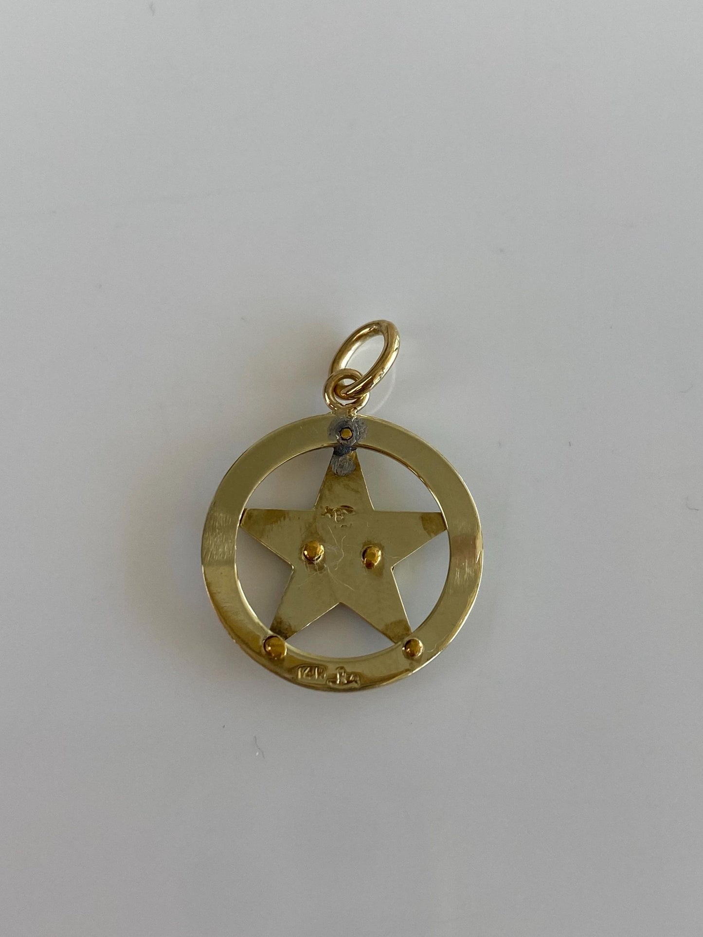 Vintage Solid 14k Yellow Gold Enamel Freemason Eastern Star Charm
