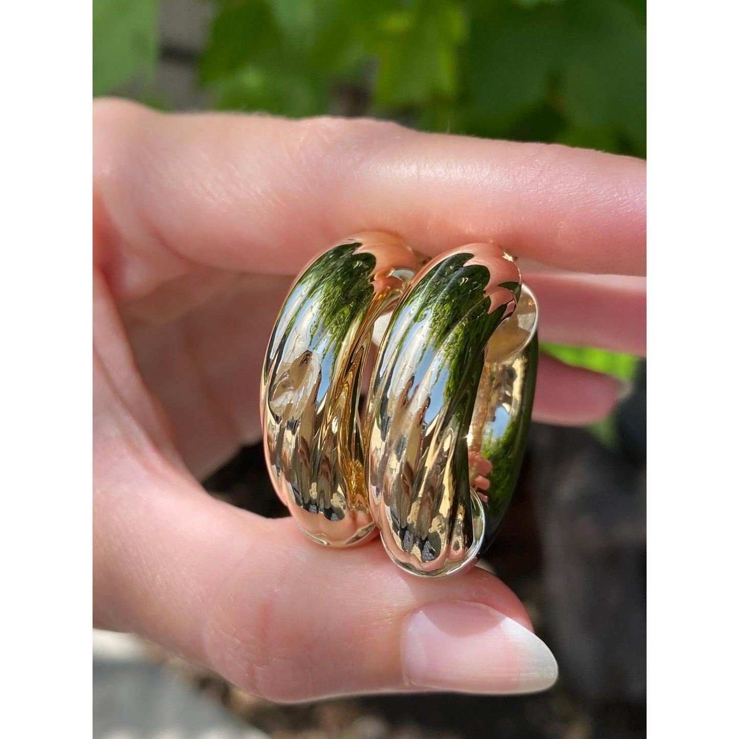 Vintage 14k Yellow Gold Large Twist Hoop Earrings