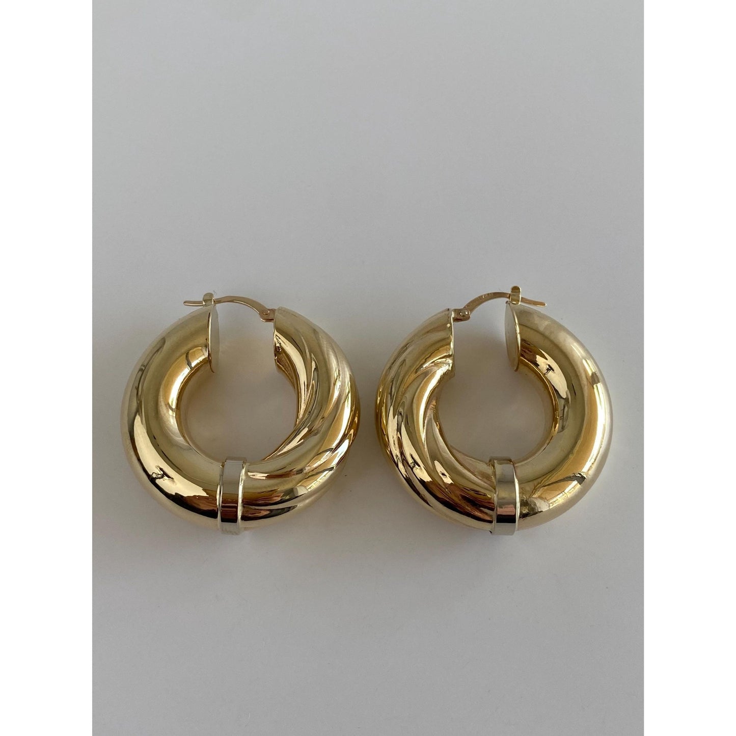 Vintage 14k Yellow Gold Large Twist Hoop Earrings