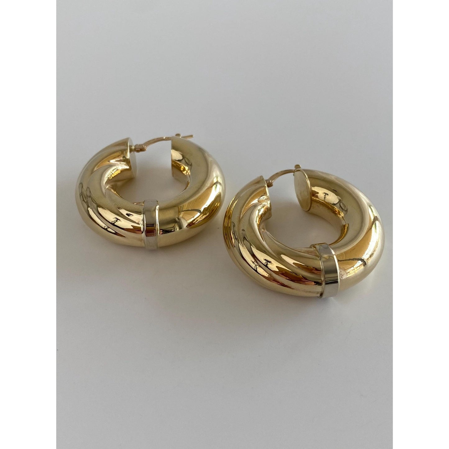 Vintage 14k Yellow Gold Large Twist Hoop Earrings
