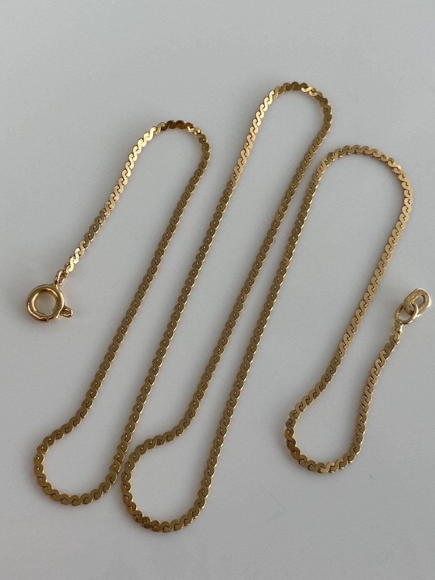 Vintage Solid 14k Yellow Gold Serpentine Chain Necklace - 17.75 inches