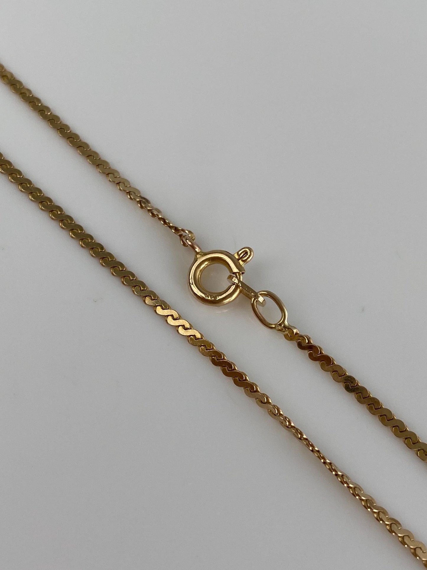 Vintage Solid 14k Yellow Gold Serpentine Chain Necklace - 17.75 inches