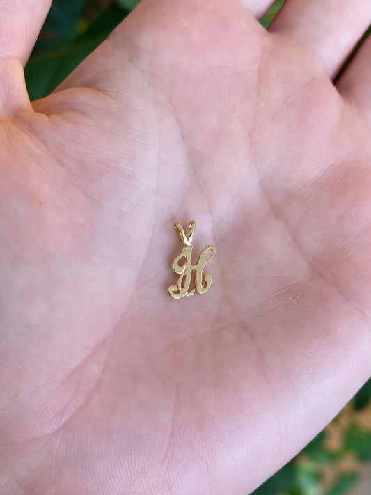 Solid 14k Yellow Gold Initial 'H' Charm